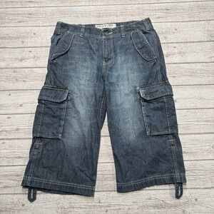 Esprit Cargo Shorts Men's Medium Dark Blue Denim Ripstop Union District Utility